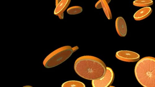 Falling Orange Slices Realistic Alpha Channel Loop