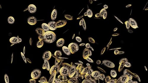 Bitcoin Cryptocurrency Gold Coins Rain Effect