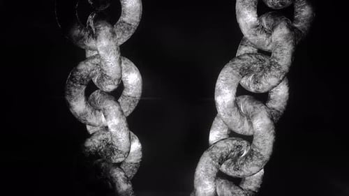 Abstract industrial background with metal large rusty chains hanging