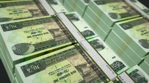 Ethiopia Birr money banknotes pack seamless loop