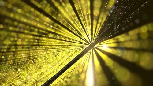 Yellow laser light rays Tunnel background abstract