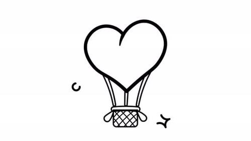 Animated Heart-Shaped Hot Air Balloon: A Romantic Flight of Fancy