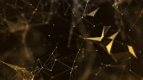 Abstract Gold Plexus Digital Network Animated Background