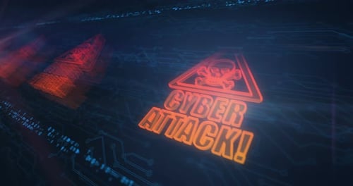 Cyber attack network security breach symbol cyber loop concept