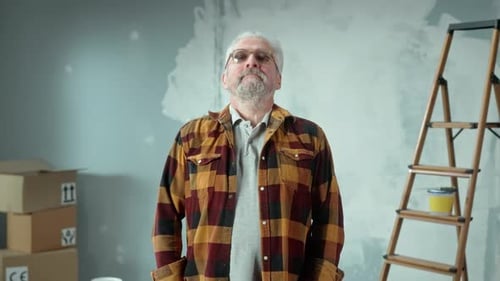 Adult with Gray Hair in Home Interior