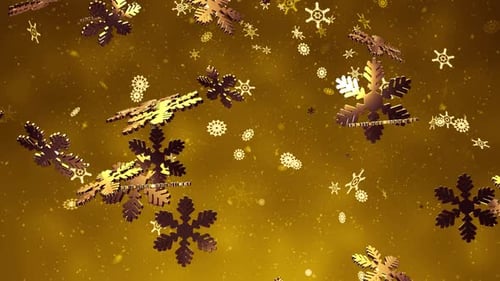 Golden Christmas Snowflakes Falling V3