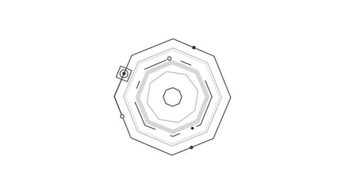 Élément infographique HUD animé composé de polygones linéaires