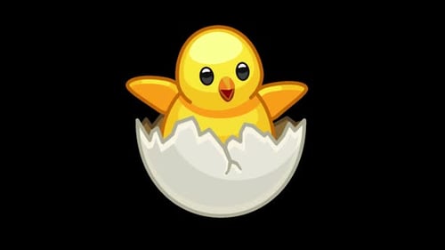 Cartoon Egg Cracks and Cute Chick Hatches Animation