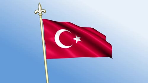 Waving Flag of Turkey Realistic 3D Animation