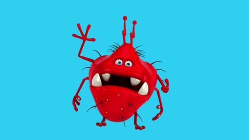 Fun 3D cartoon bug saying hi (with alpha channel)