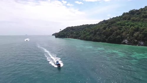 Longtail boat close to Phi Phi island. Thailand