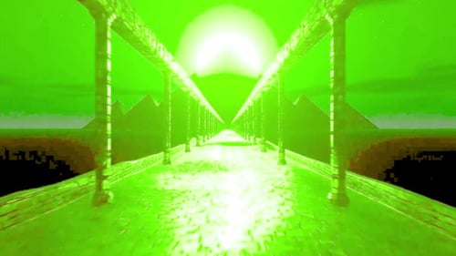 Un pont vert mène à une lumière vive