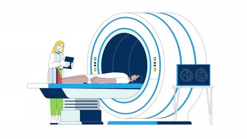 Animated MRI Scan Illustration with Patient and Doctor