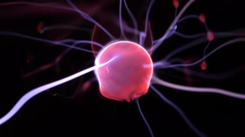 Dynamic Plasma Ball Electric Discharges Close Up