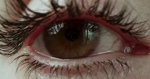 Close Up Shot of Eye Opening with Beautiful Blue Iris