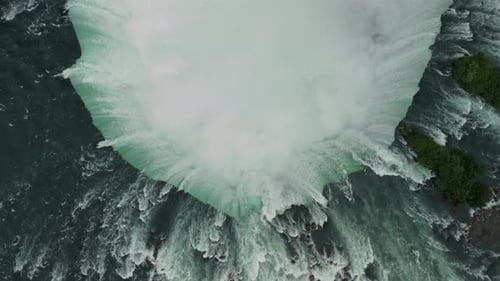 Top View Cinematic Drone Shot of Niagara Falls on a Cloudy Day Canada