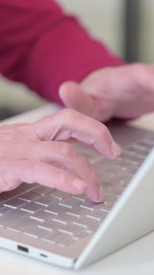 Hands Type on Laptop Keyboard, Tech Use