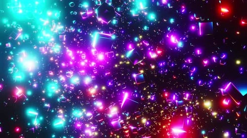 Groupe de lumières colorées accrochées au mur. Animation en boucle infinie
