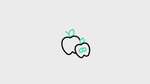 Outline Apple Icons with Green Fill Reveal Animation