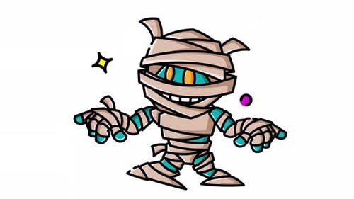 Animated Flat Design Mummy Character Loop