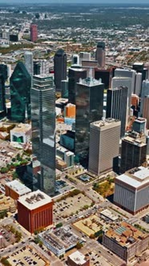 Aerial view of Dallas skyline with modern architecture