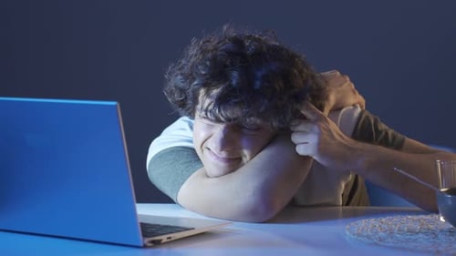 Internet addicted young man.