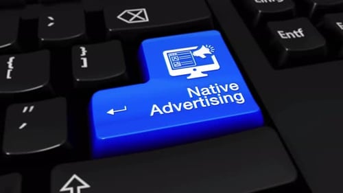 Native Advertising Round Motion On Computer Keyboard Button