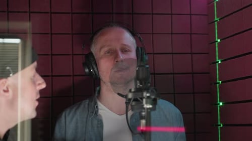 Serious Vocal Recording Session in Soundproof Studio