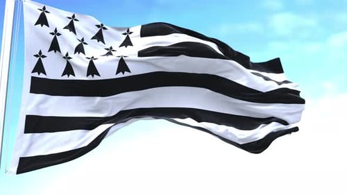 Brittany Horizontal Flag In The Sky Speed Waving