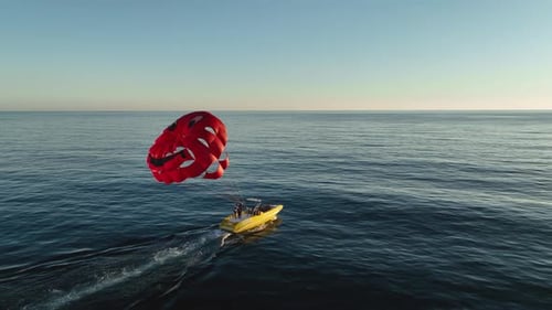 Parasailing Over the Mediterranean Sea at the Most Beautiful Sunset