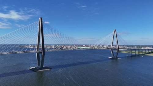 A Stunning Aerial View Showcasing a Modern Suspension Bridge That Truly Captivates the Eye