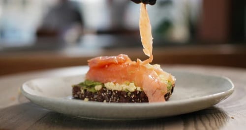 Preparing Smoked Salmon Toast With Avocado