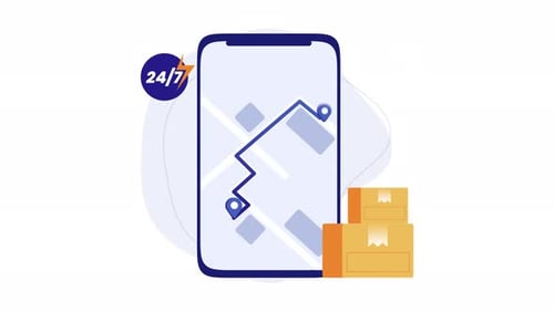 Flat Design Delivery Tracking on Smartphone Animation