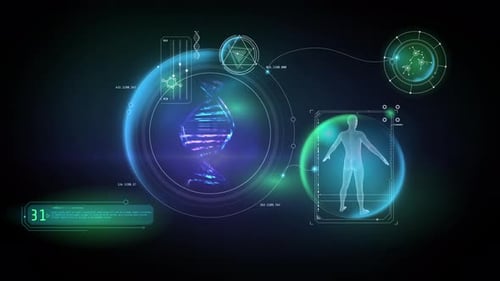 Futuristic DNA and Human Body Scan UI Animation