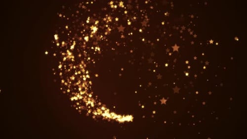 Golden glitter trail with glowing stars