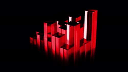 Red metallic cubes rotating on black background