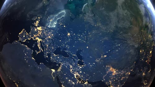 Realistic Earth Orbit and Zoom Glowing Borders Sweden