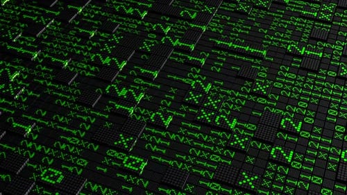 Background with Surface of Squares and Code