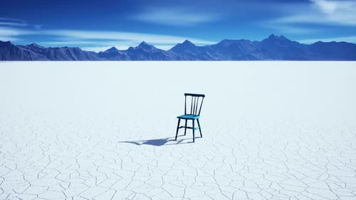 Old Wooden Chair in a Salt Lake