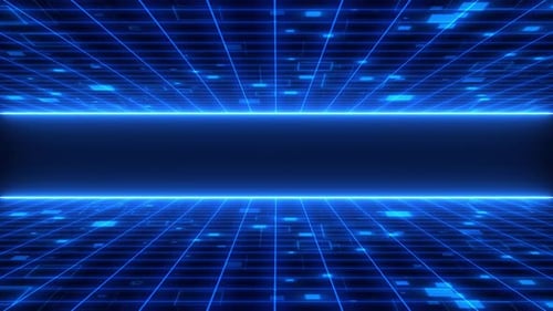 Futuristic Digital Grid Background Loop with Central Title Box