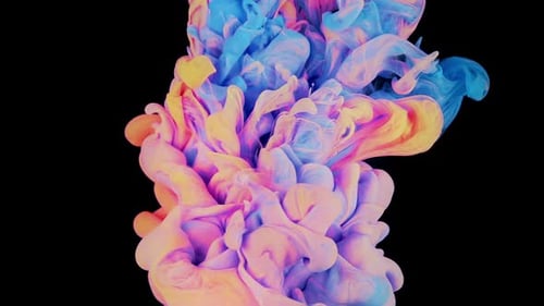 Colorful Rainbow Pigments Dissolving and Blending in Water Filmed in CloseUp