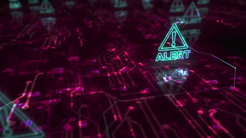 Alert warning symbols loop cyber concept