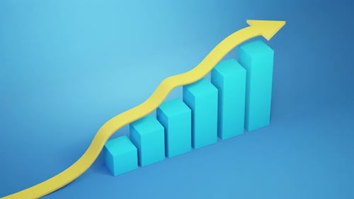 Rising Bar Chart with Upward Arrow Symbol