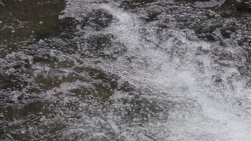 Close-Up Of River Water Flowing With Splashes and Ripples, Nature Water Stream