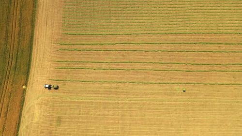 Top view of the field and tractor working on it.