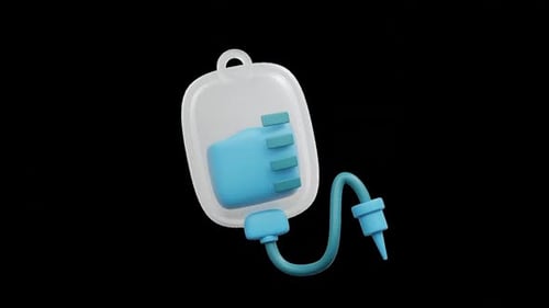 Animated 3D Medical Intravenous Drip Bag Icon
