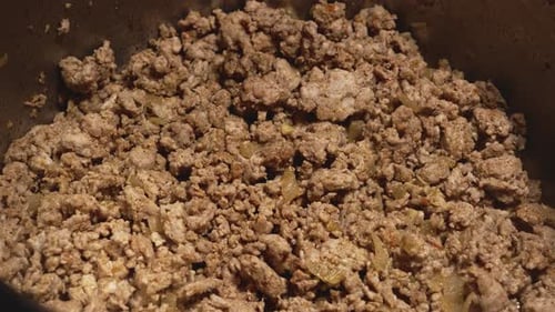 Ground Meat and Sauce Inside Cooking Pot