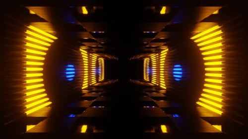 Blue And Orange Neon Stroboscope Room Background Vj Loop In HD