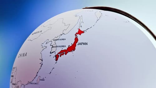 Rotating Earth Globe Approaches Japan