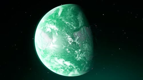 Rotating Green Earth Planet in Space